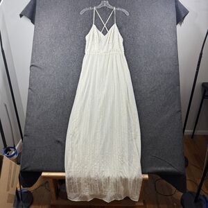 Show Me Your MuMu Gala Gown Dress Women's Large White Beaded Maxi Wedding